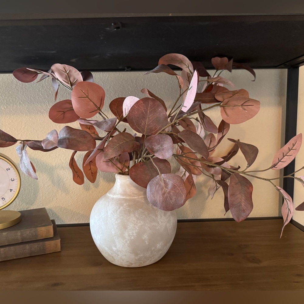 Hearth & Hand Magnolia Ceramic Vase with Faux Rust Eucalyptus